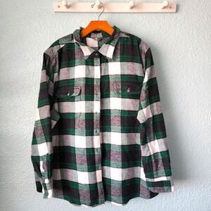 NATURAL 100% cotton plaid farmcore button down shirt jacket